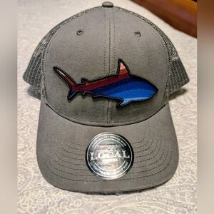 Local Crowns Gray Snapback Trucker Cap with Shark Patch